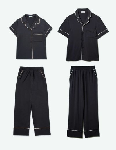 ヴィンテージサテンパジャマ半袖ロングパンツ【ペアパジャマ/限定BOX付
