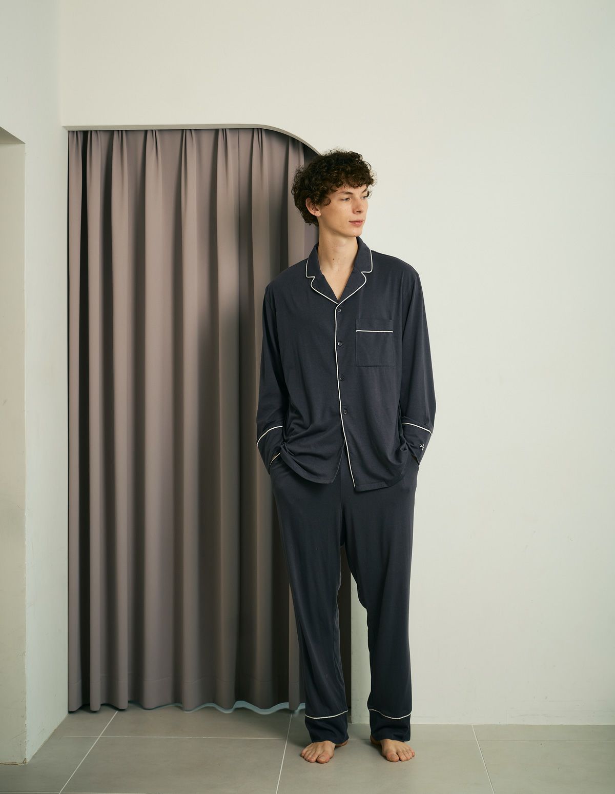 Xmas ver】メンズコットンベアパジャマ長袖＆ロングパンツ/セット  