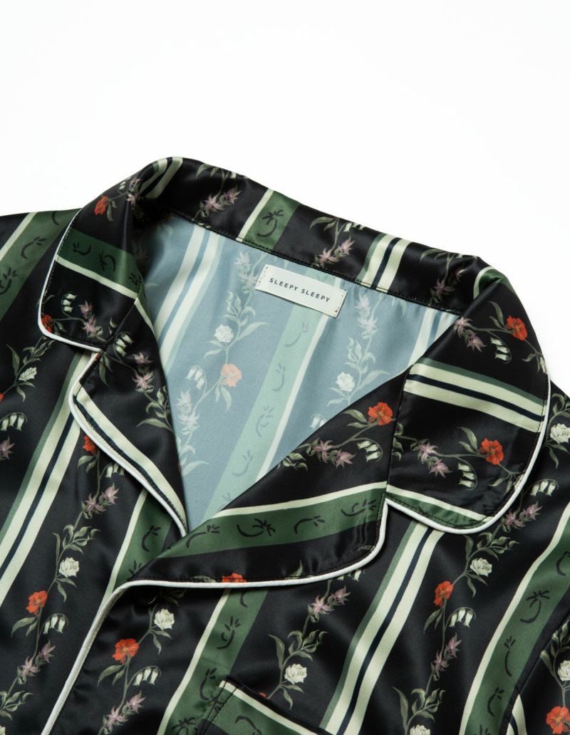 メンズブライダルボーダ－フラワーパジャマ 半袖ショートパンツ