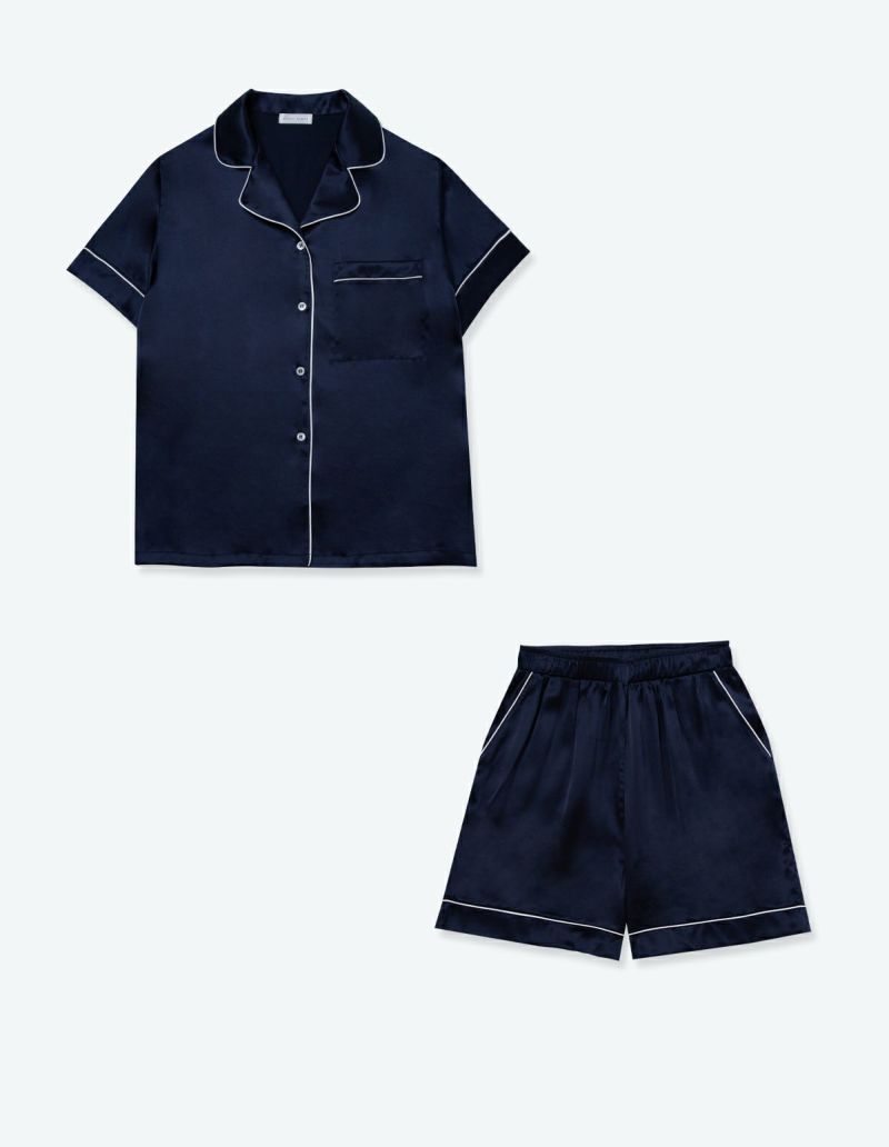 シルクパジャマ半袖ショートパンツ【ペアパジャマ/限定BOX付