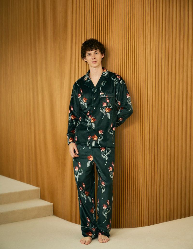 完売品　sleepy sleepy チューリップベロアパジャマ長袖ロングパンツ ラインチューリップベロアパジャマ長袖ロングパンツ/ギフト/クリスマス